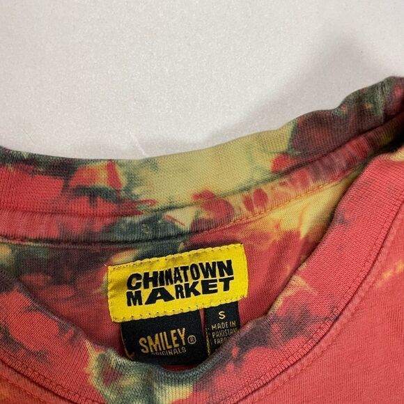 Chinatown Market Smiley Face Logo Graphic T-shirt Women Small Tie Dye Red - Picture 4 of 5